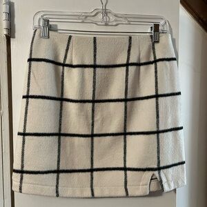 Lulu's Black and Cream Mini Pencil Skirt with Slit